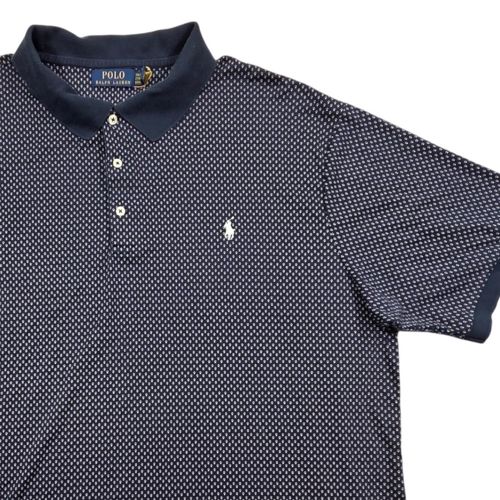 Polo Ralph Lauren Geometric AOP Short Sleeve Polo Cotton Navy Blue Mens 2XLT